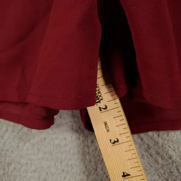 Lulus Romper Womens XL Burgundy Snap Front Sheer Lined Elastic Waist Sleeve - Picture 6 of 15